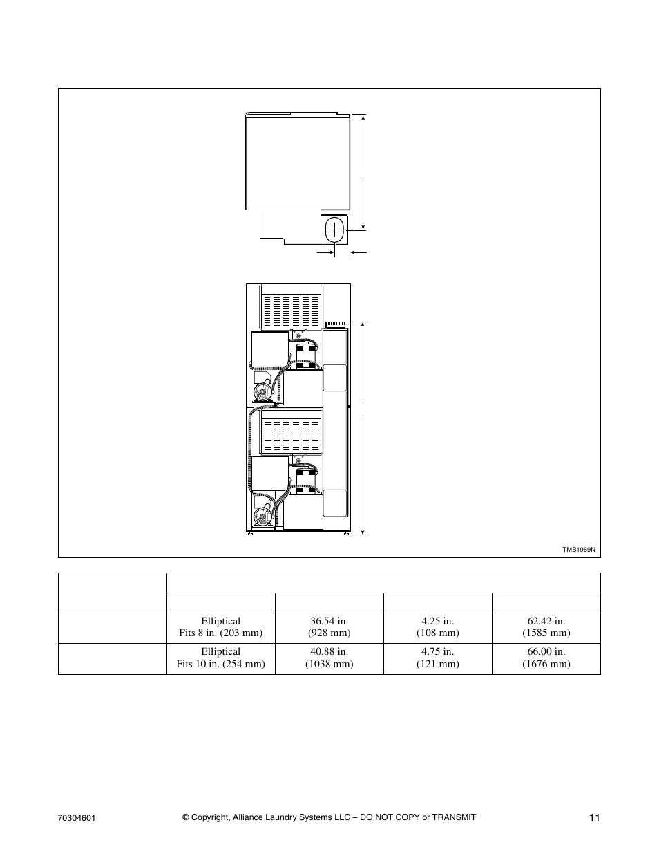Exhaust outlet locations | Alliance Laundry Systems T477C User Manual | Page 13 / 53
