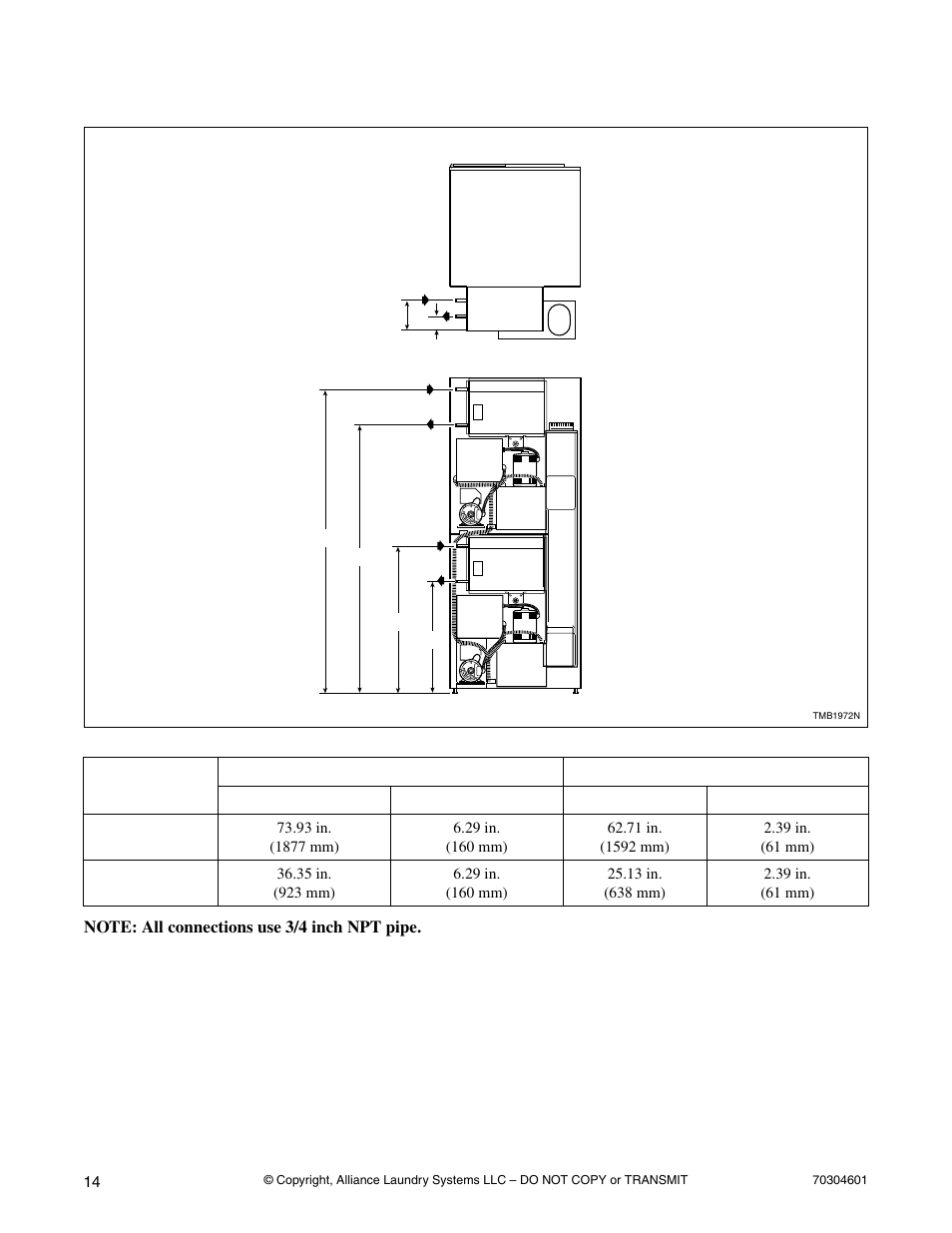 Steam connection locations | Alliance Laundry Systems T477C User Manual | Page 16 / 53