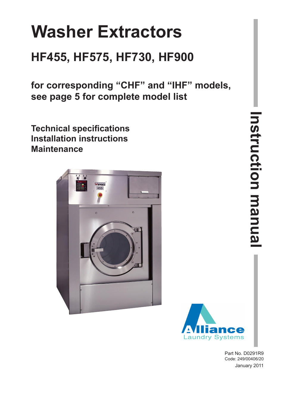 Alliance Laundry Systems HF900 User Manual | 47 pages