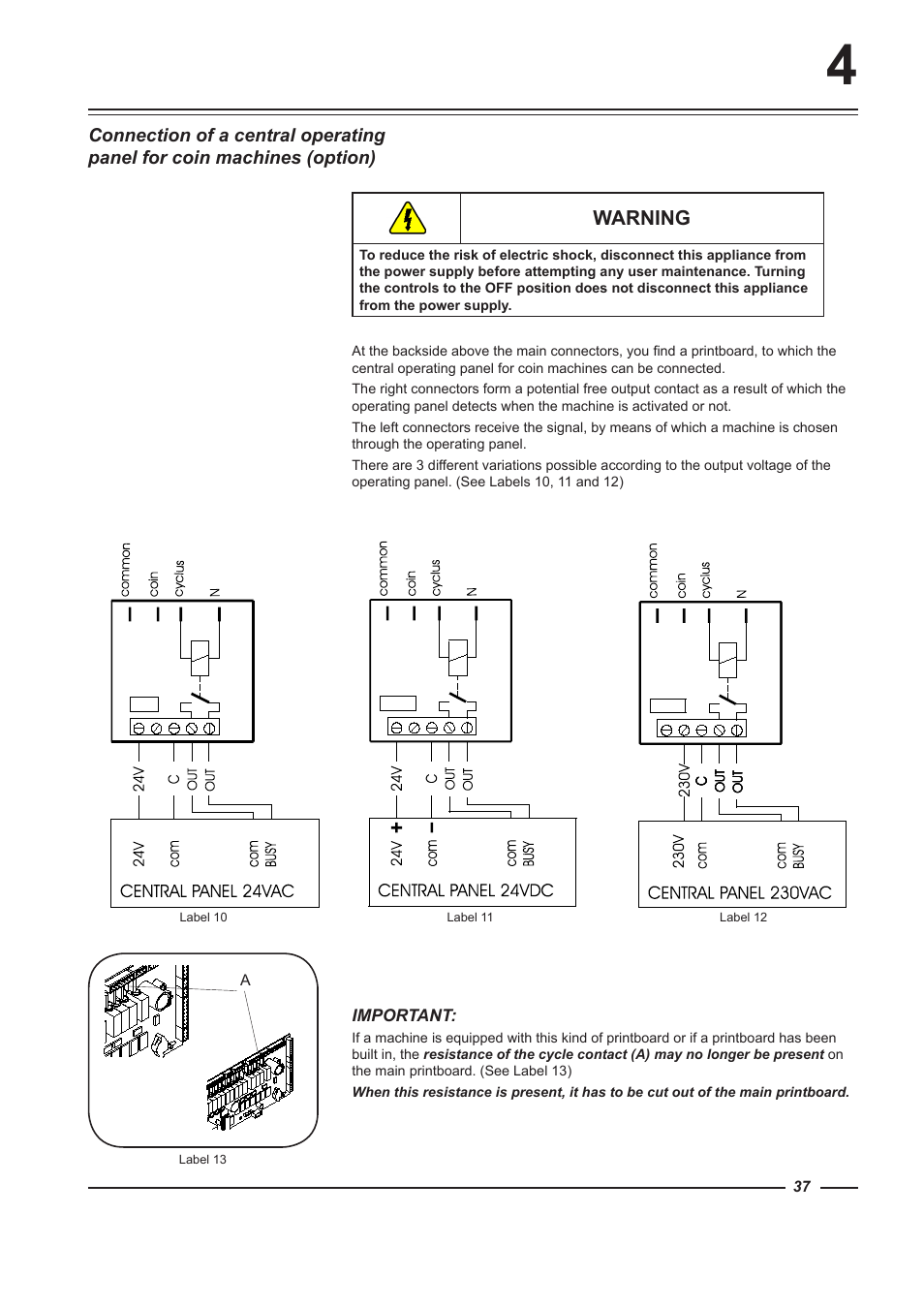 Warning | Alliance Laundry Systems HF900 User Manual | Page 37 / 47