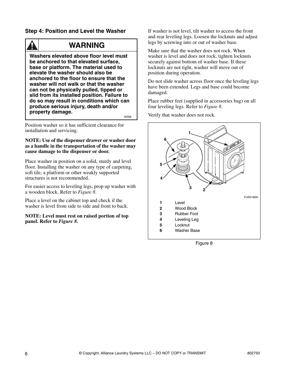 Warning | Alliance Laundry Systems B-Series User Manual | Page 6 / 10