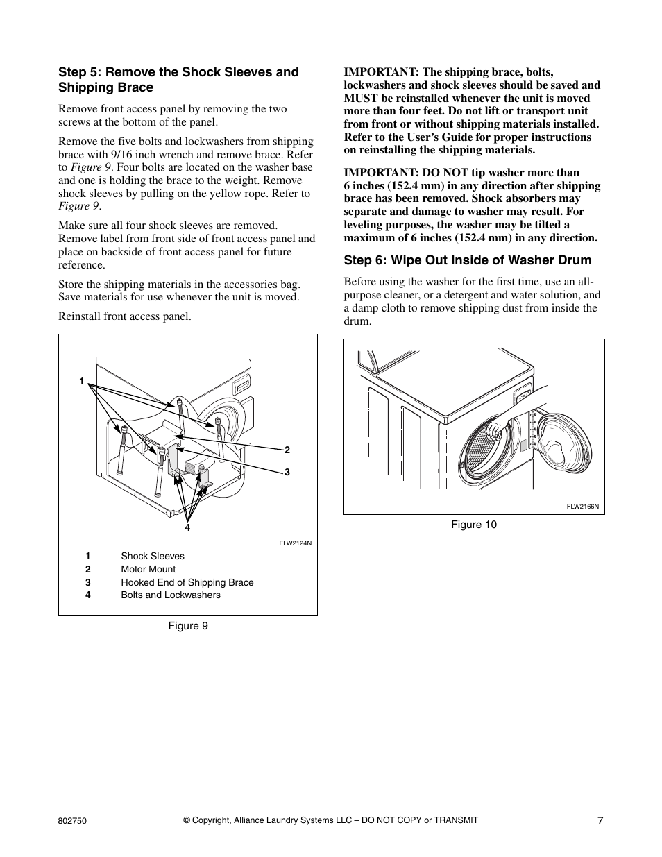Step 6: wipe out inside of washer drum | Alliance Laundry Systems B-Series User Manual | Page 7 / 10