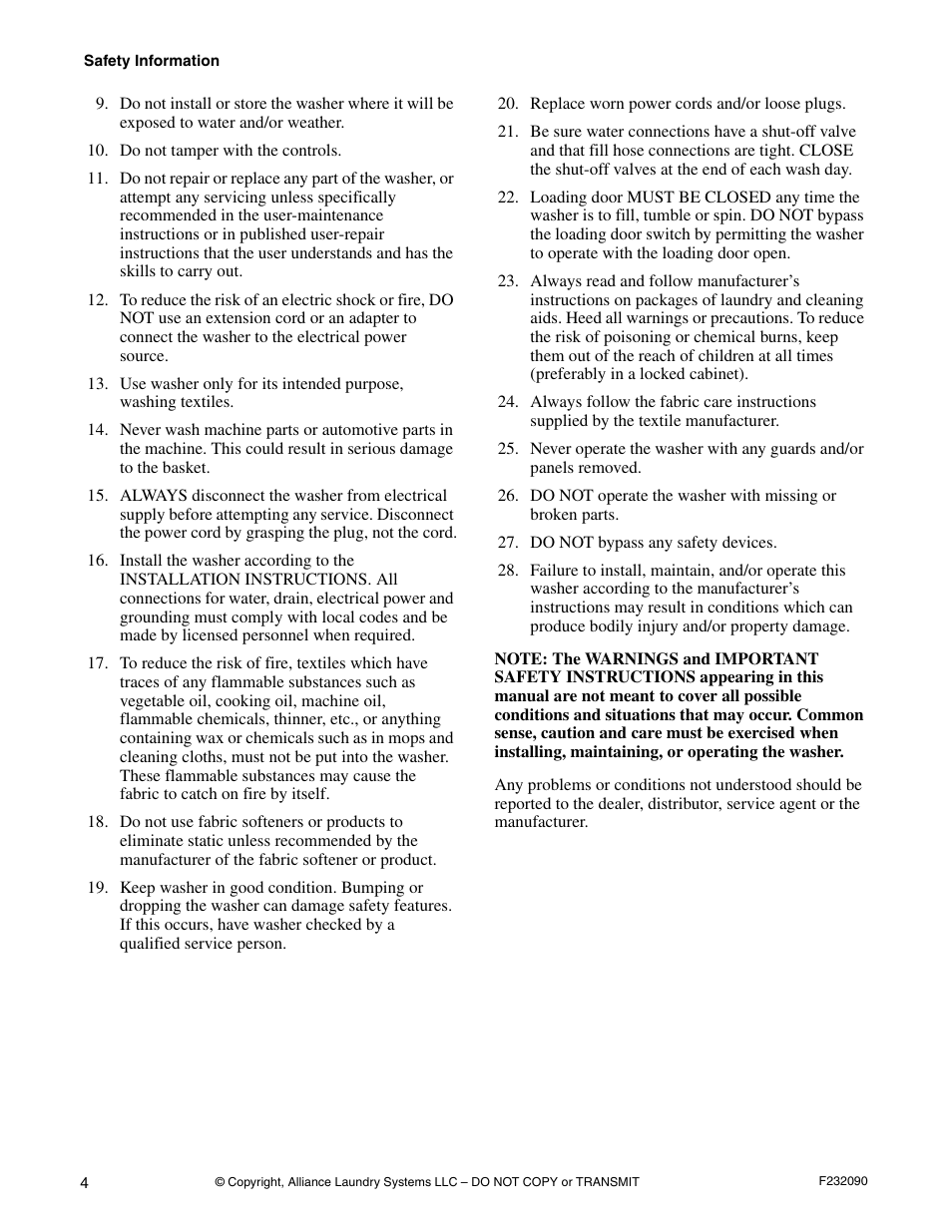 Alliance Laundry Systems UW60P3 User Manual | Page 6 / 66
