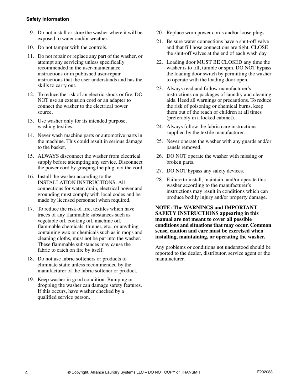 Alliance Laundry Systems UW35M2 User Manual | Page 6 / 24