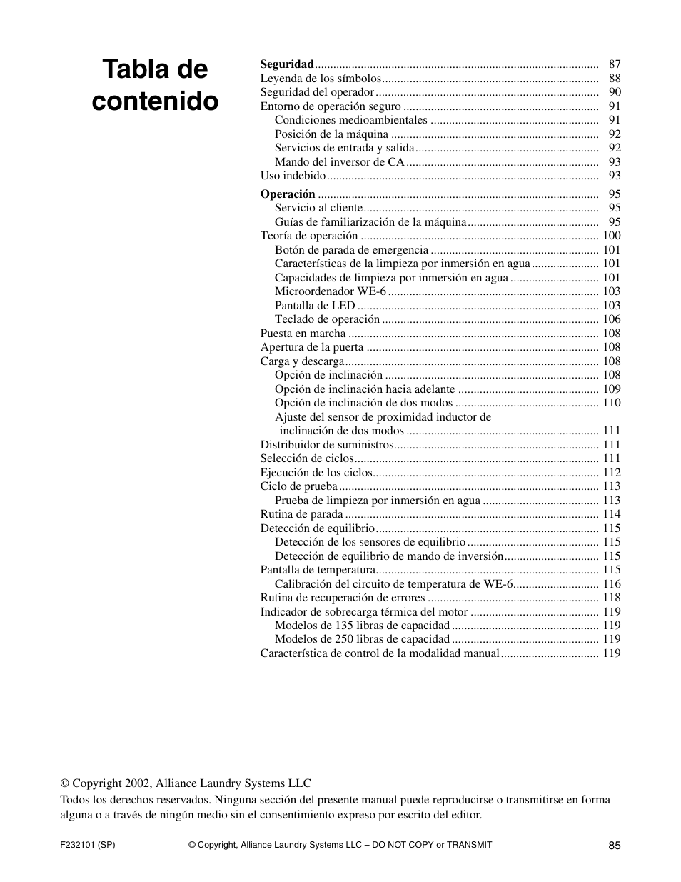 Alliance Laundry Systems SF250PV Tilt User Manual | Page 87 / 174