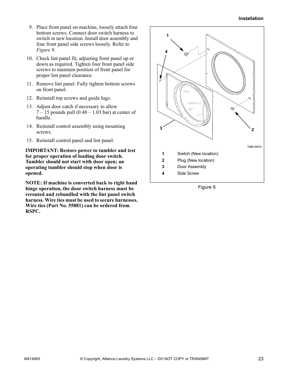 Alliance Laundry Systems TMB795C User Manual | Page 25 / 63