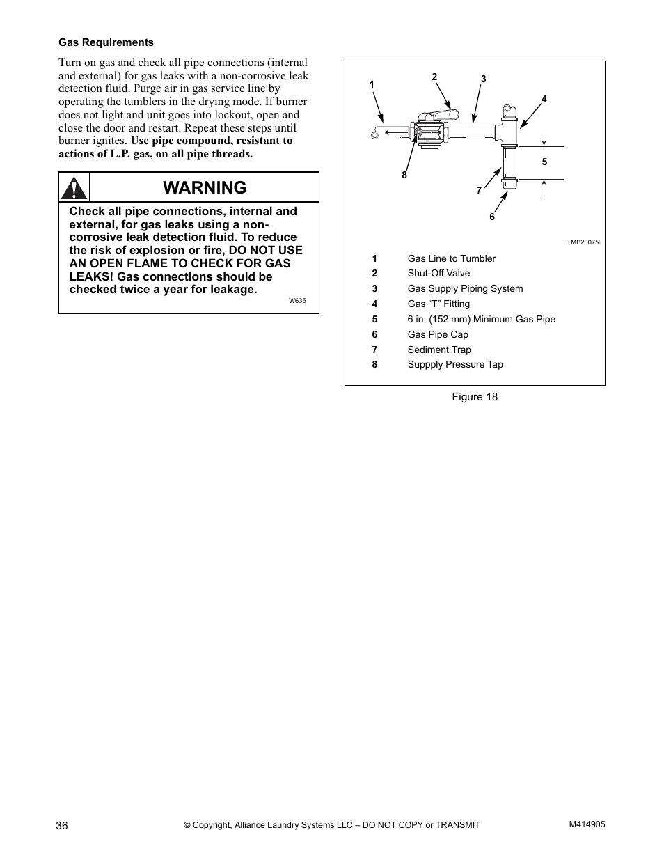 Refer to figure 18, Warning | Alliance Laundry Systems TMB795C User Manual | Page 38 / 63