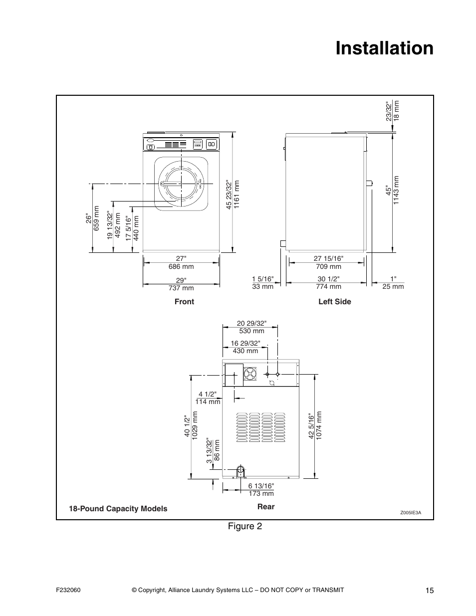 Installation, Figure 2 | Alliance Laundry Systems SF18VNV User Manual | Page 17 / 92