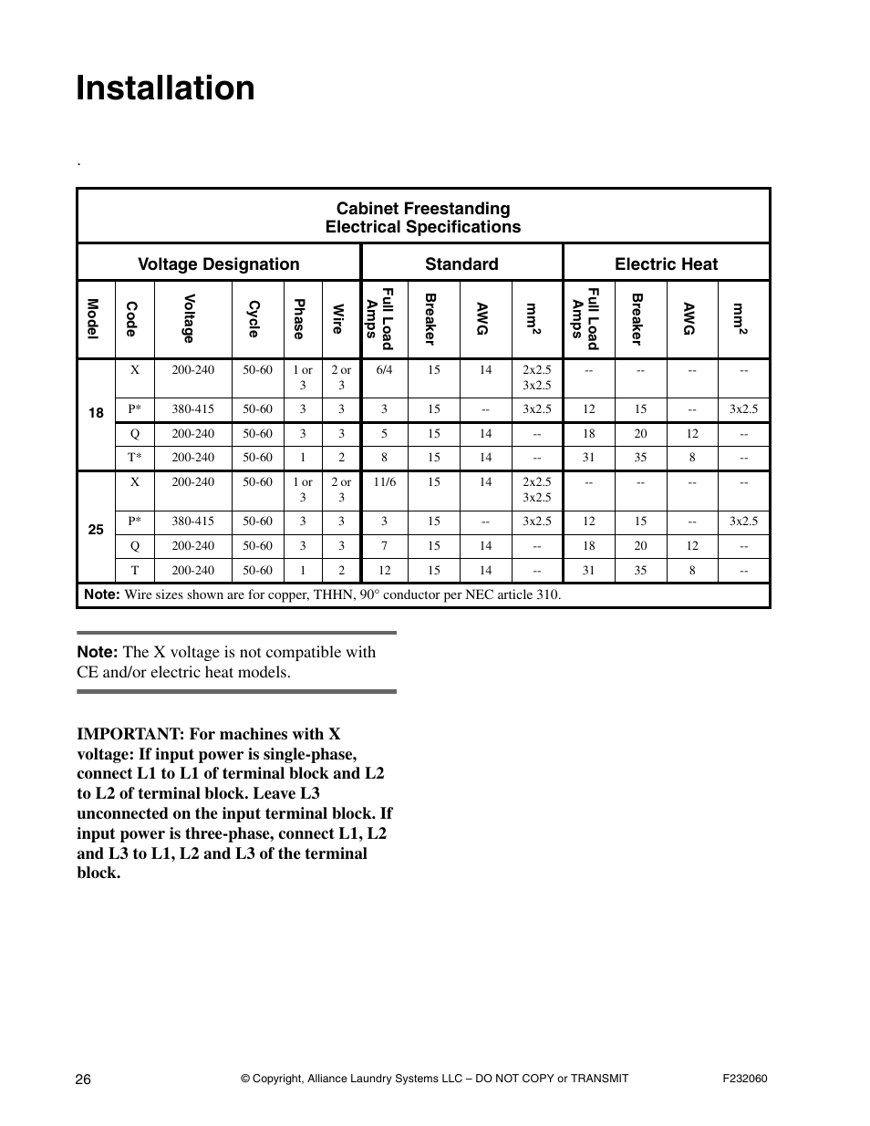 Installation | Alliance Laundry Systems SF18VNV User Manual | Page 28 / 92