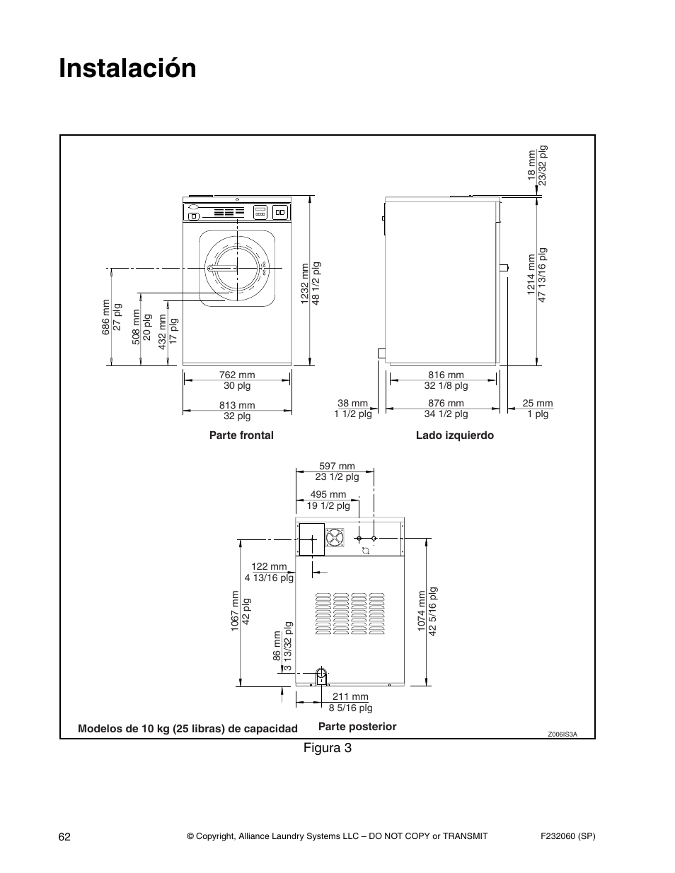 Instalación, Figura 3 | Alliance Laundry Systems SF18VNV User Manual | Page 64 / 92