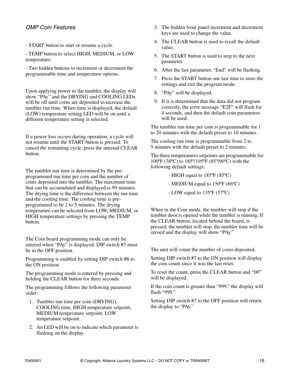 Alliance Laundry Systems 55 Pound Capacity User Manual | Page 17 / 29