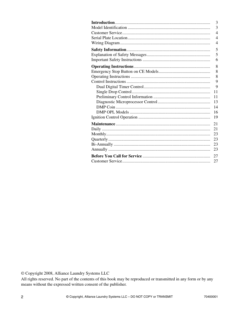 Alliance Laundry Systems 55 Pound Capacity User Manual | Page 4 / 29