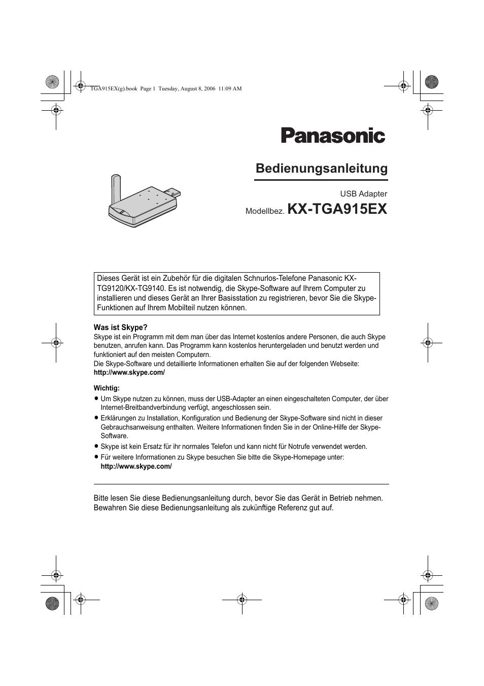 Kx-tga915ex, Bedienungsanleitung | Panasonic KXTGA915EX User Manual | Page 21 / 60