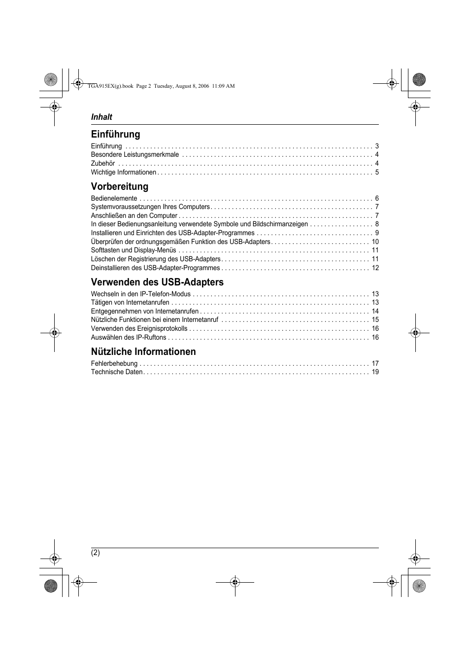 Einführung, Vorbereitung, Verwenden des usb-adapters | Nützliche informationen | Panasonic KXTGA915EX User Manual | Page 22 / 60