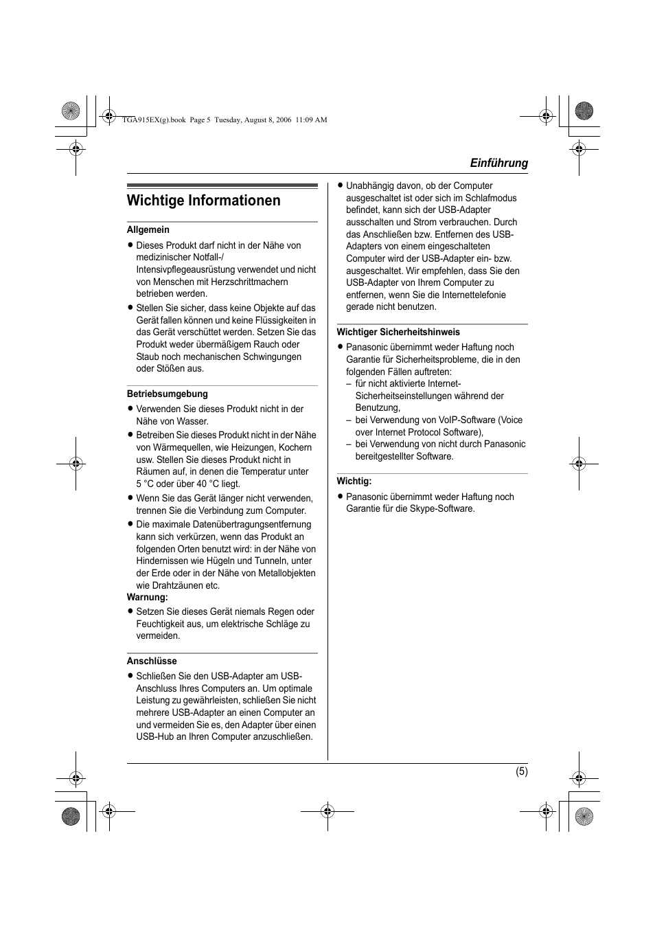 Wichtige informationen | Panasonic KXTGA915EX User Manual | Page 25 / 60