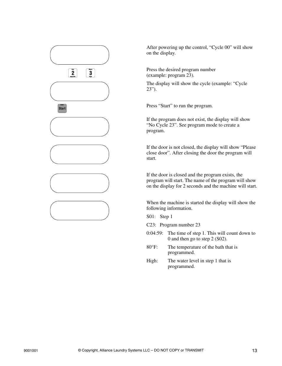 Start a program | Alliance Laundry Systems UX18PVQM7 User Manual | Page 15 / 27