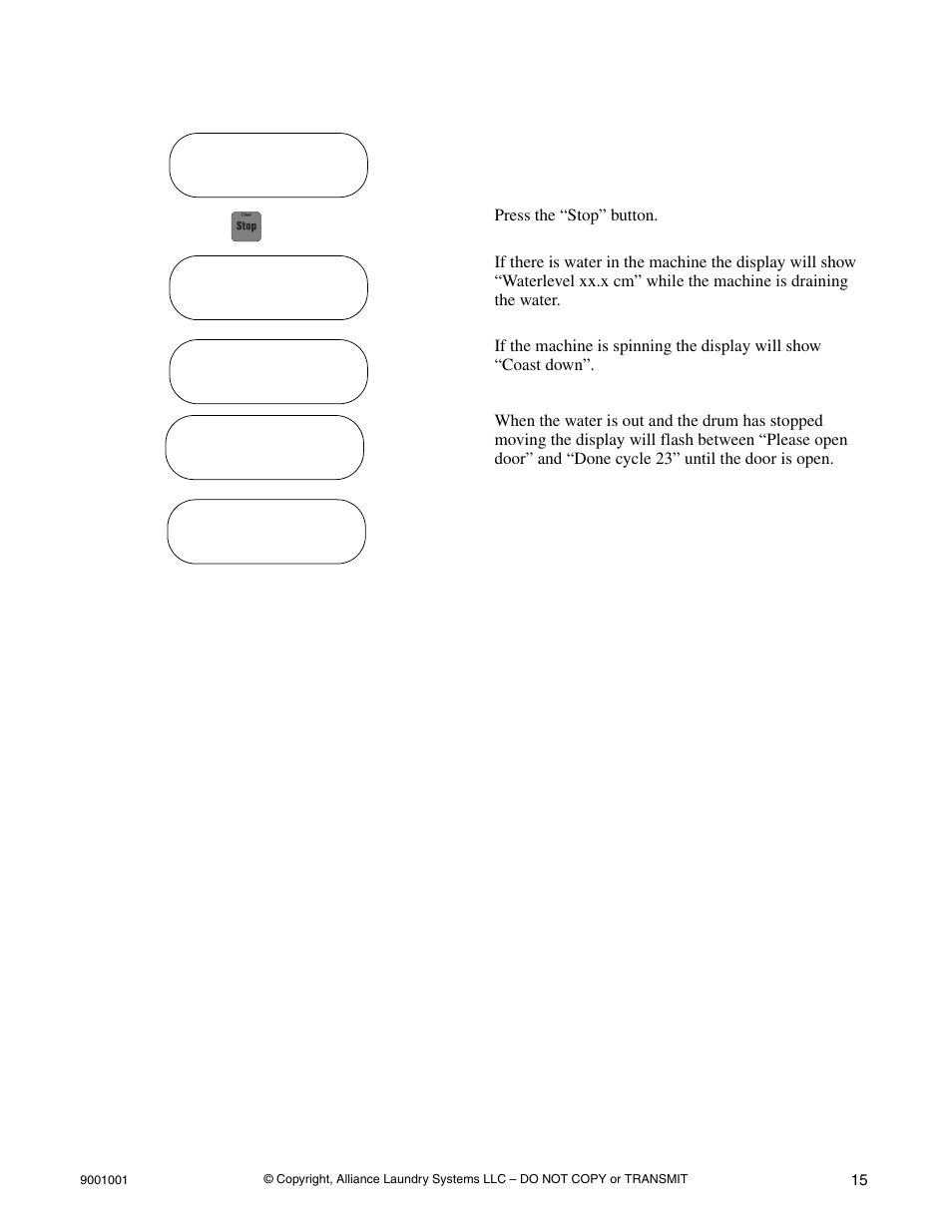 Stop the machine | Alliance Laundry Systems UX18PVQM7 User Manual | Page 17 / 27