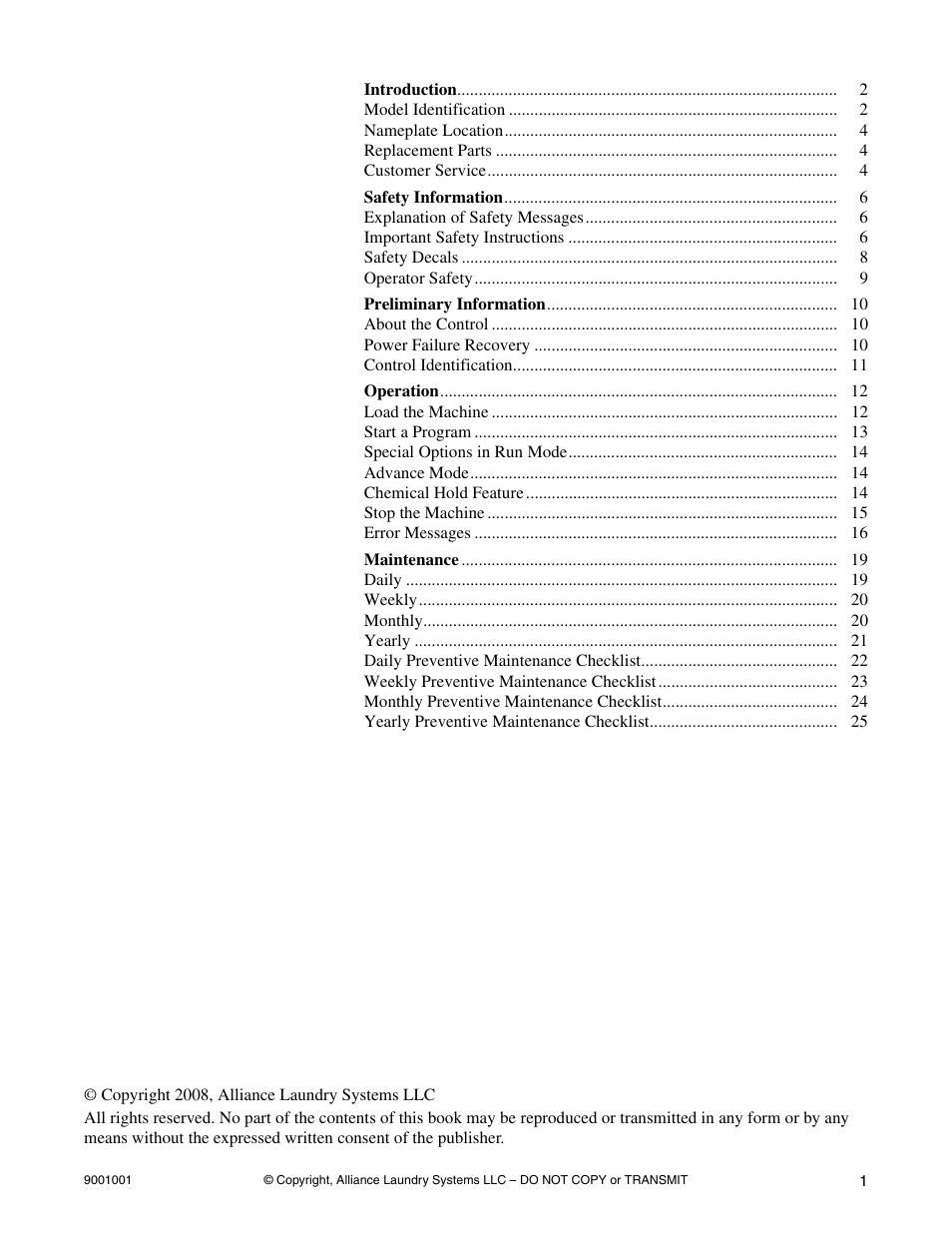 Alliance Laundry Systems UX18PVQM7 User Manual | Page 3 / 27