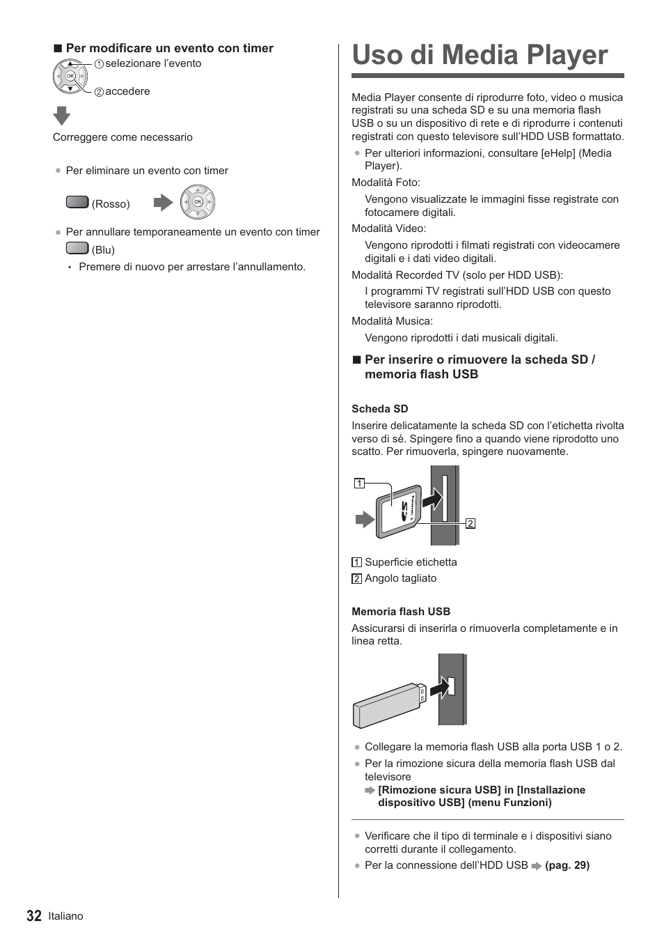 Uso di media player | Panasonic TX39ASN658 User Manual | Page 72 / 80