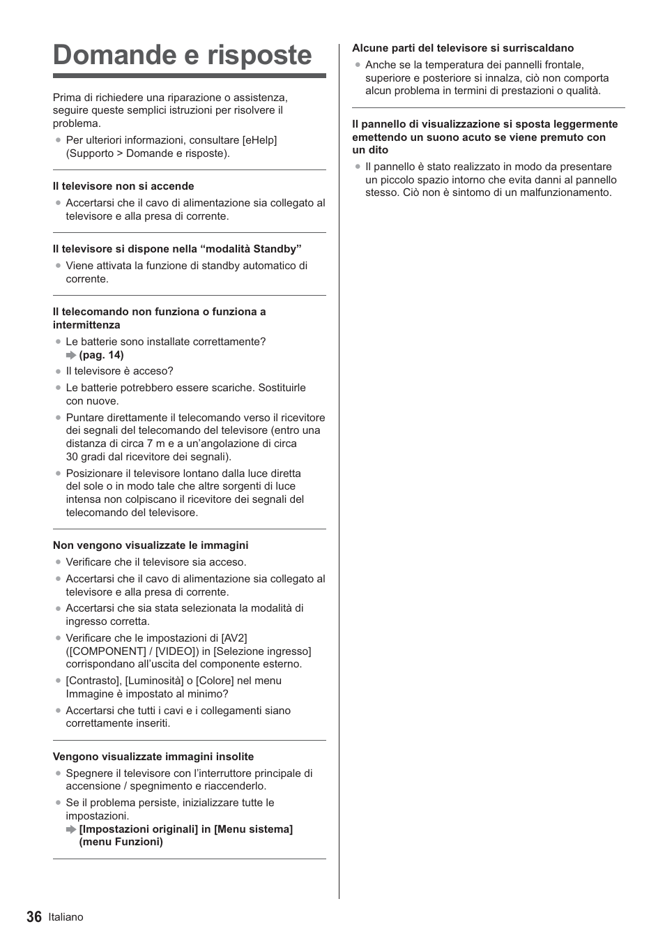 Domande e risposte | Panasonic TX39ASN658 User Manual | Page 76 / 80