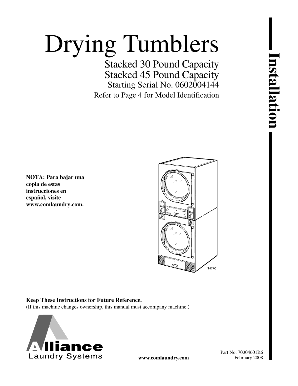 Alliance Laundry Systems Drying Cabinet User Manual | 53 pages