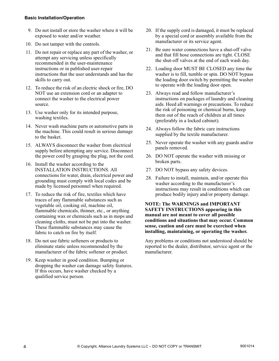 Alliance Laundry Systems 9001014R7 User Manual | Page 6 / 34