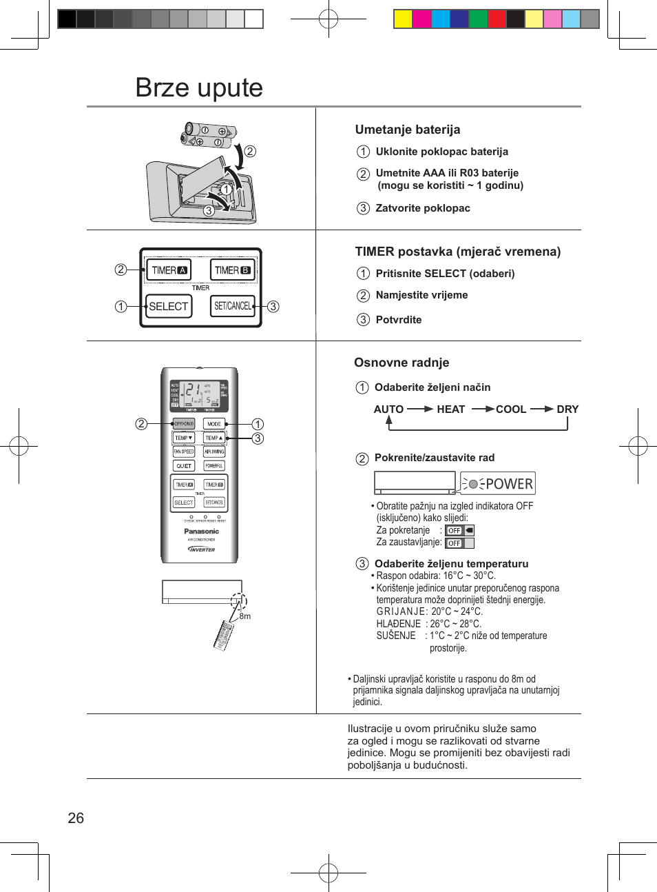 Brze upute | Panasonic CUUE12PKE User Manual | Page 26 / 40