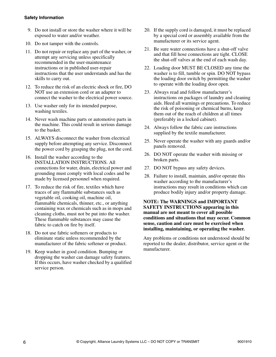 Alliance Laundry Systems NX18BVXA7 User Manual | Page 8 / 20