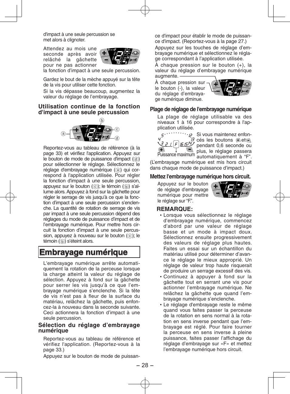 Embrayage numérique | Panasonic EY7202GQW User Manual | Page 28 / 124