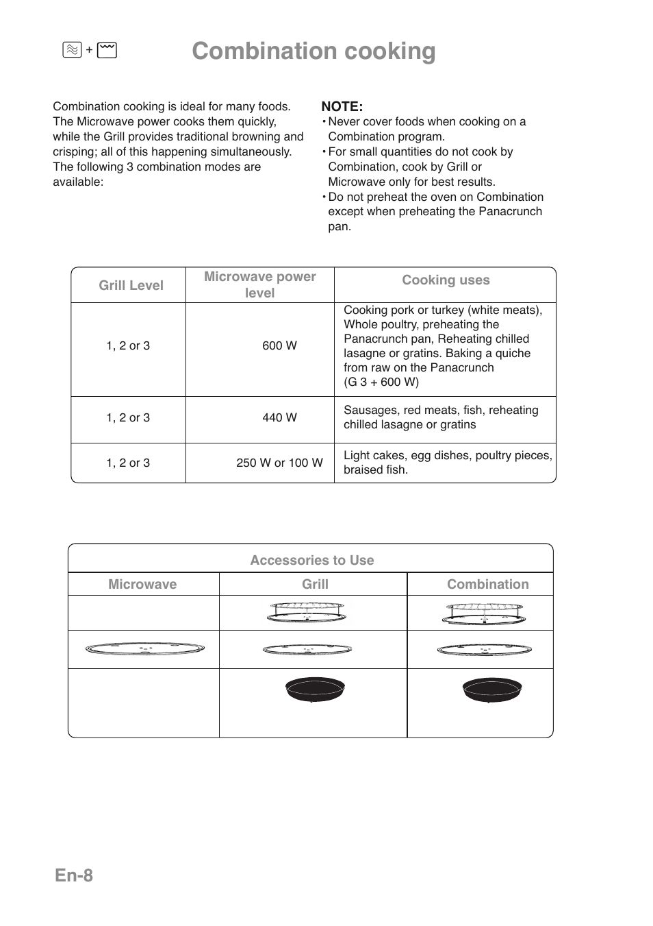 Combination cooking, En-8 | Panasonic NNGD469MEPG User Manual | Page 10 / 201