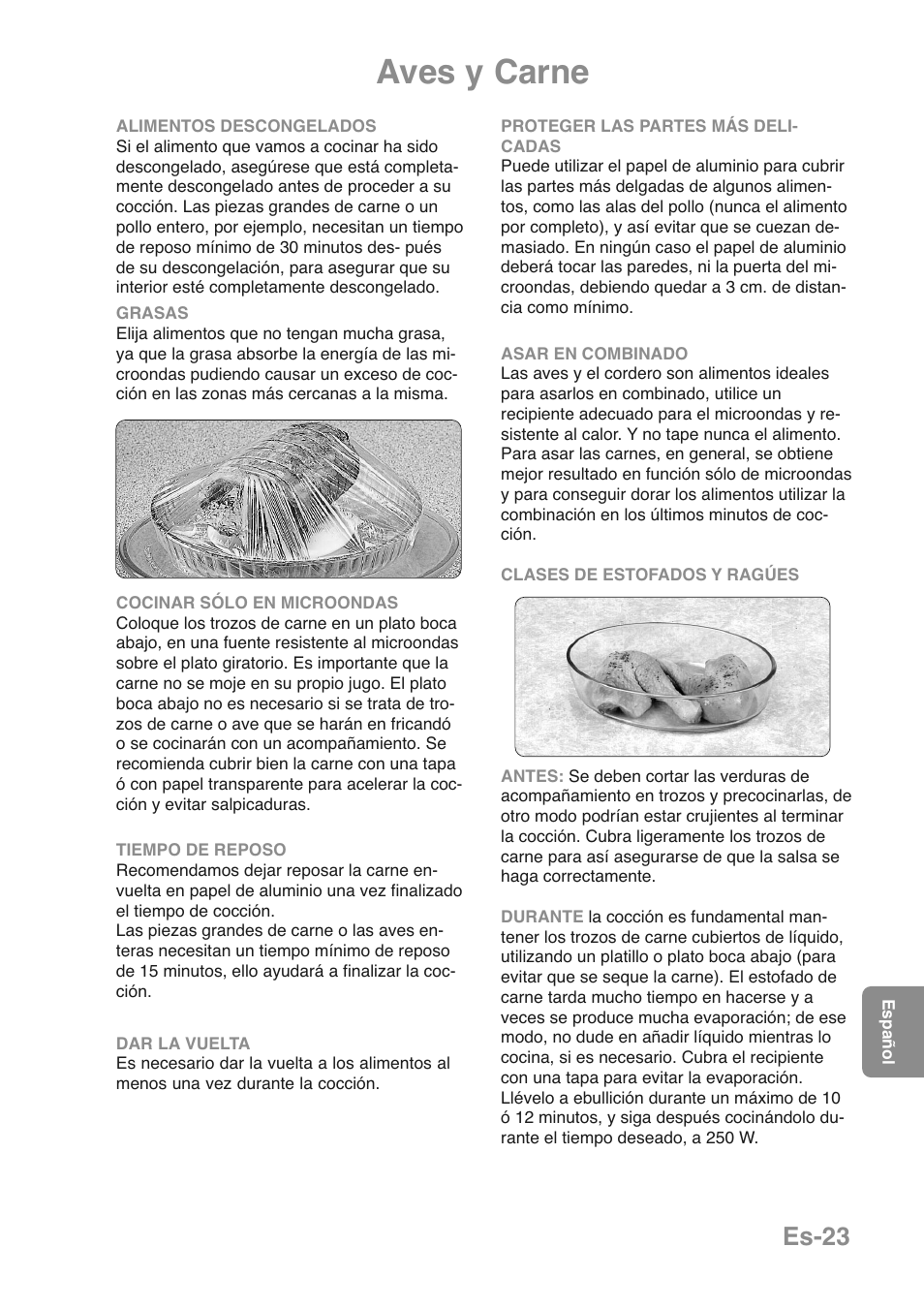 Aves y carne, Es-23 | Panasonic NNGD469MEPG User Manual | Page 157 / 201