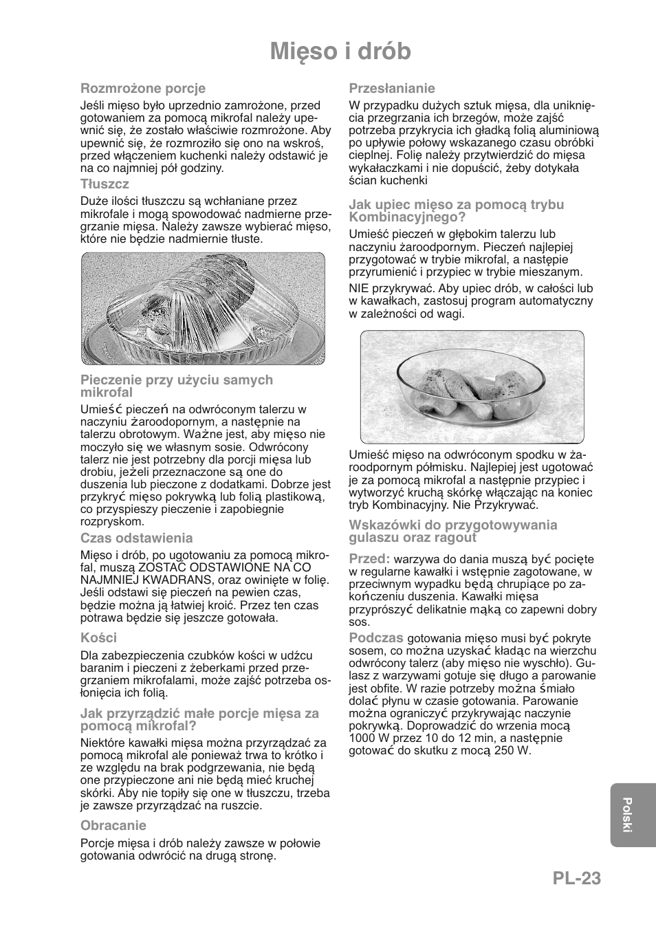 Mięso i drób, Pl-23 | Panasonic NNGD469MEPG User Manual | Page 190 / 201