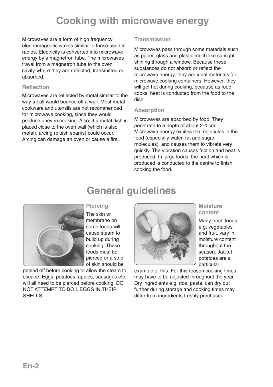 General guidelines cooking with microwave energy, En-2 | Panasonic NNGD469MEPG User Manual | Page 4 / 201