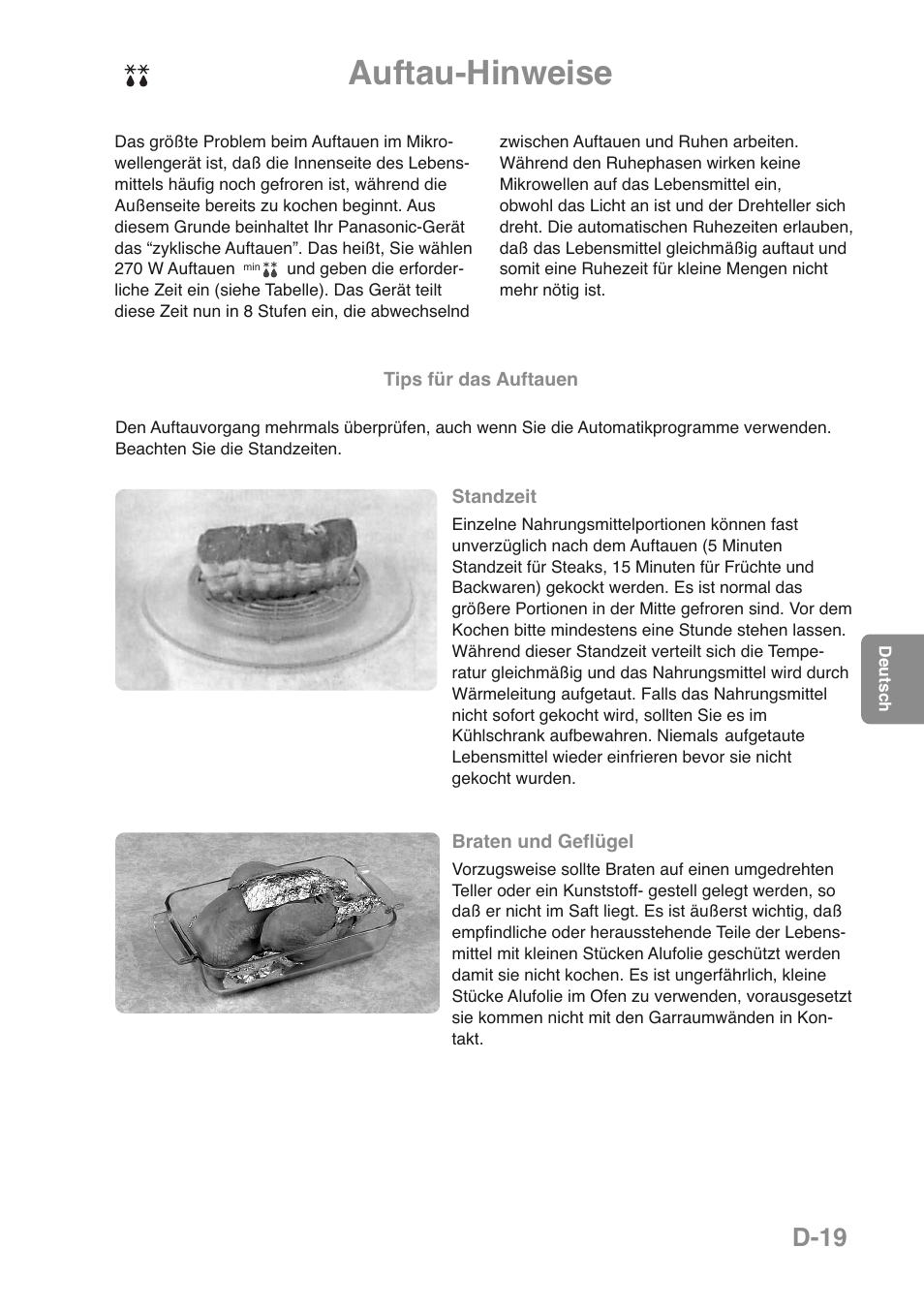 Auftau-hinweise, D-19 | Panasonic NNGD469MEPG User Manual | Page 54 / 201