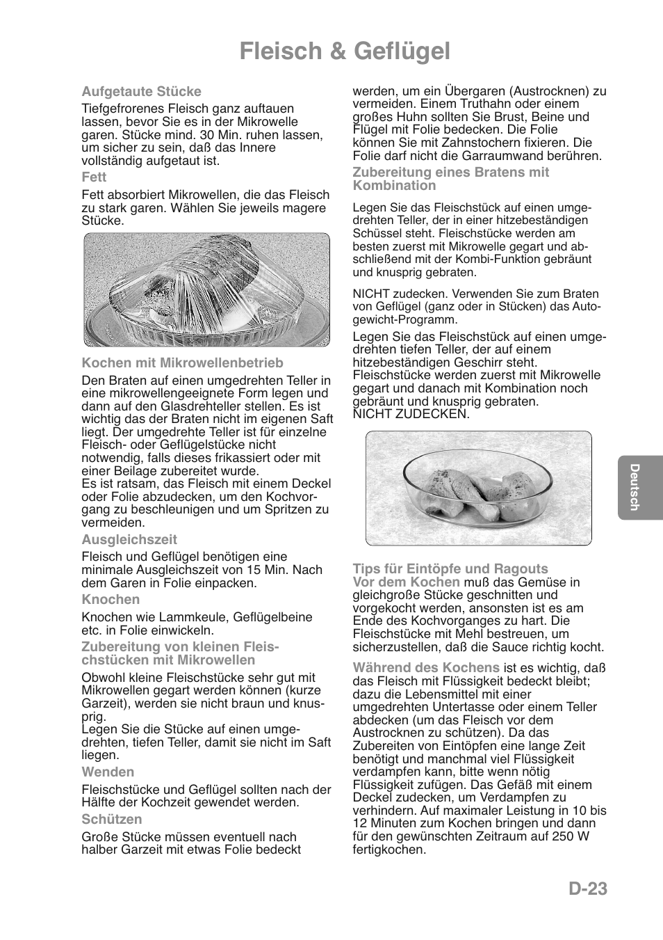 Fleisch & geflügel, D-23 | Panasonic NNGD469MEPG User Manual | Page 58 / 201