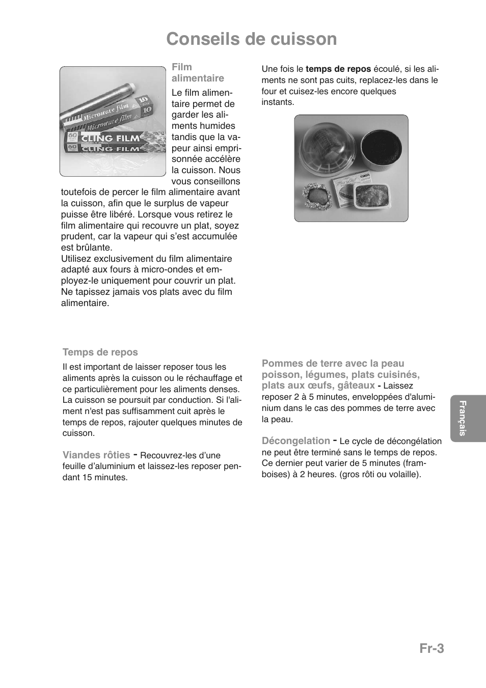 Conseils de cuisson, Fr-3 | Panasonic NNGD469MEPG User Manual | Page 71 / 201