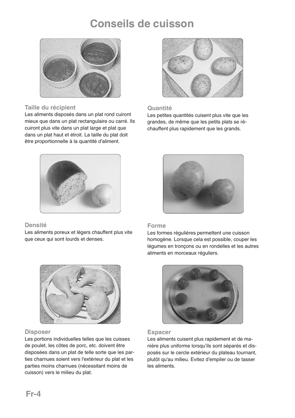 Conseils de cuisson, Fr-4 | Panasonic NNGD469MEPG User Manual | Page 72 / 201