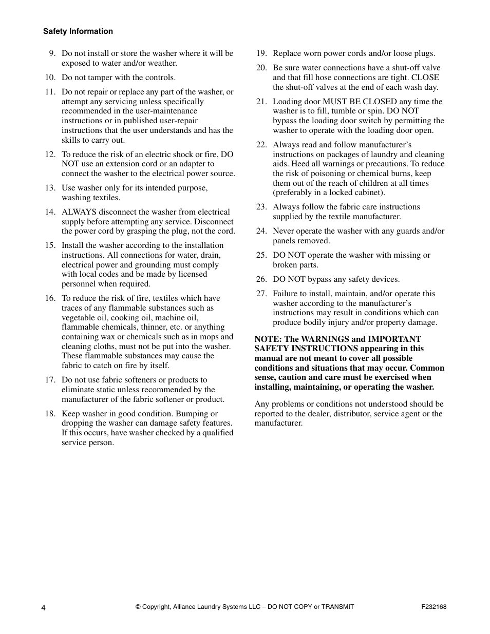 Alliance Laundry Systems UW35B2 User Manual | Page 6 / 30