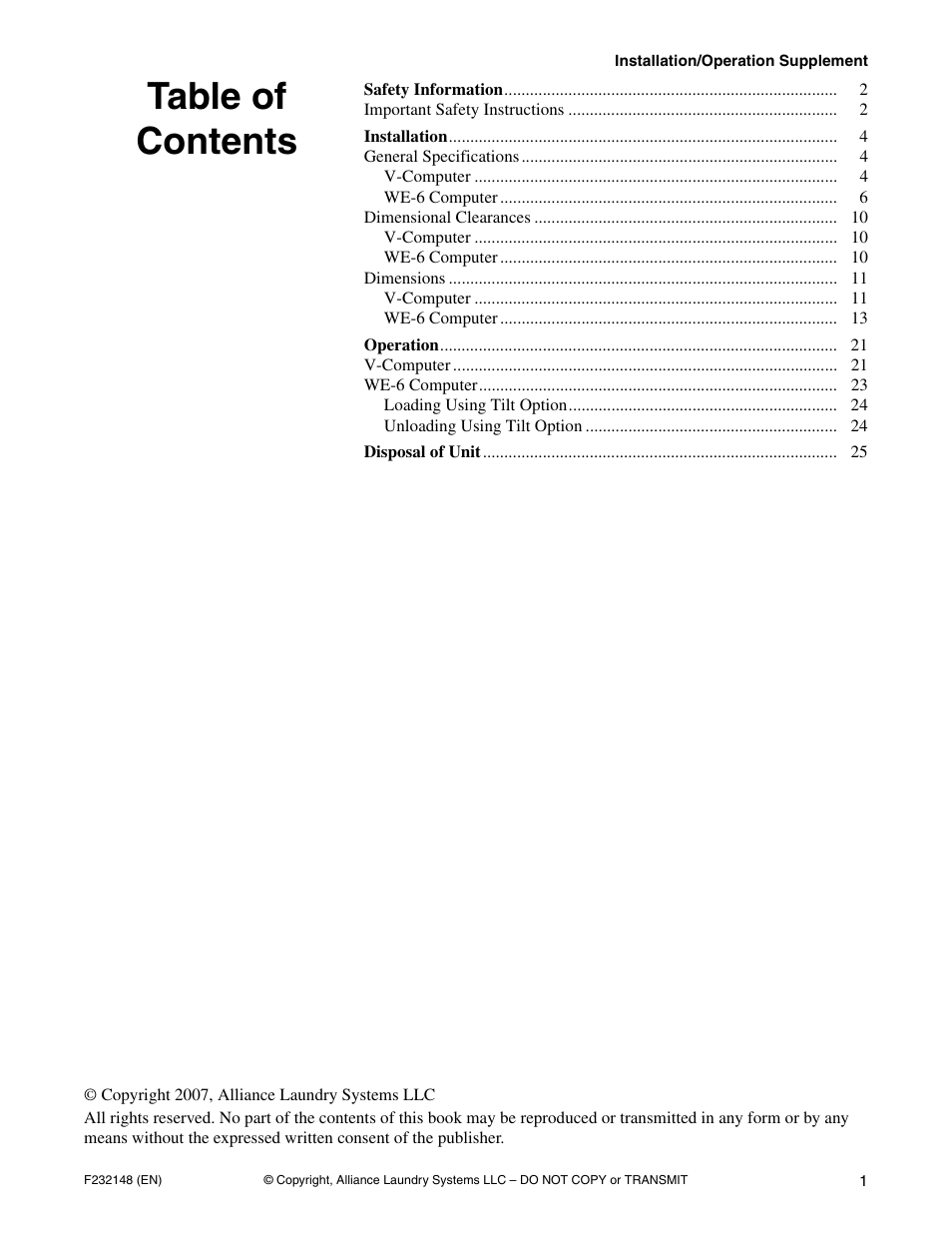 Alliance Laundry Systems F232148 User Manual | Page 3 / 28