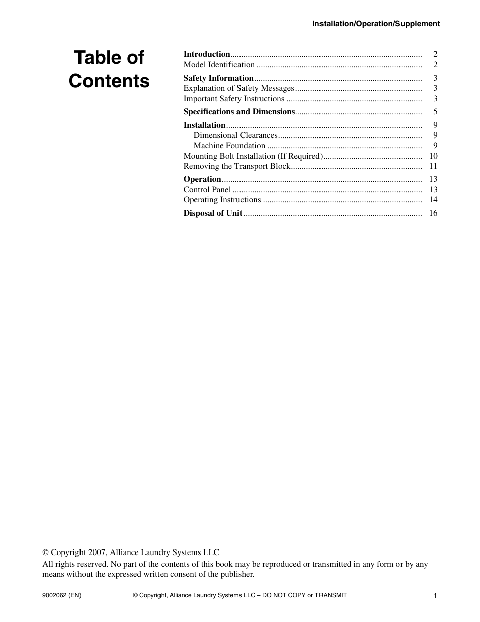 Alliance Laundry Systems NX30BVPA6 User Manual | Page 3 / 18
