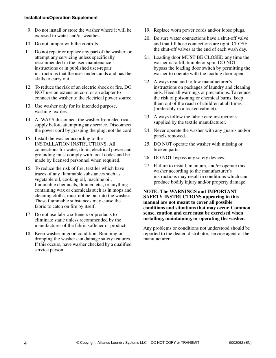 Alliance Laundry Systems NX30BVPA6 User Manual | Page 6 / 18