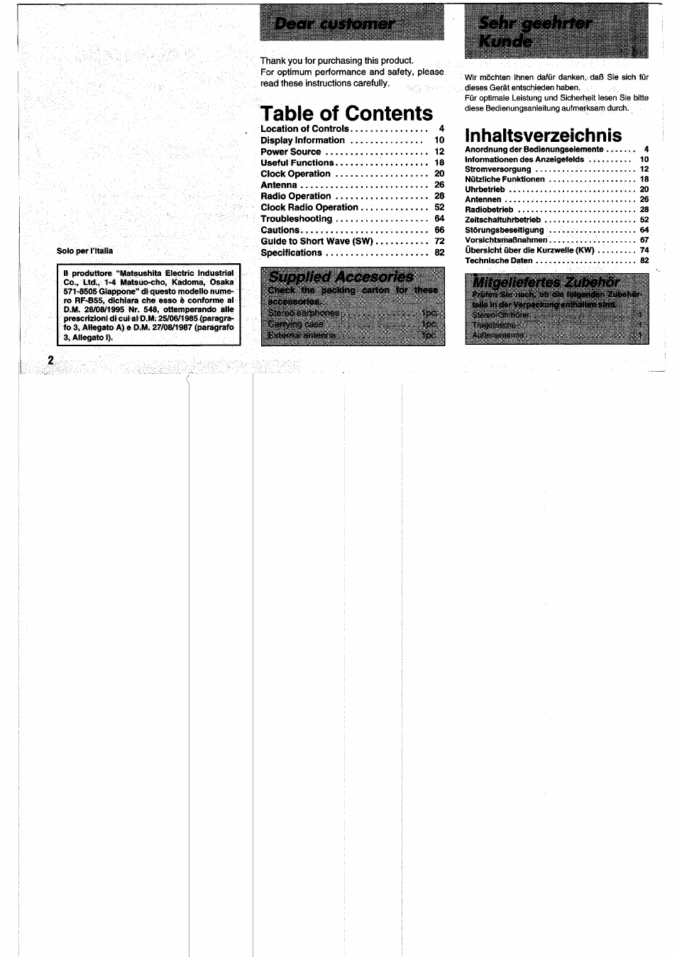 Panasonic RFB55 User Manual | Page 2 / 84