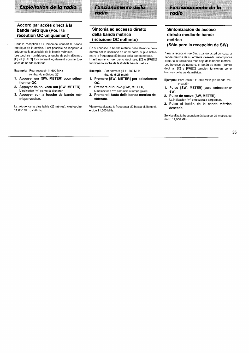 Exploitation de la radio | Panasonic RFB55 User Manual | Page 35 / 84