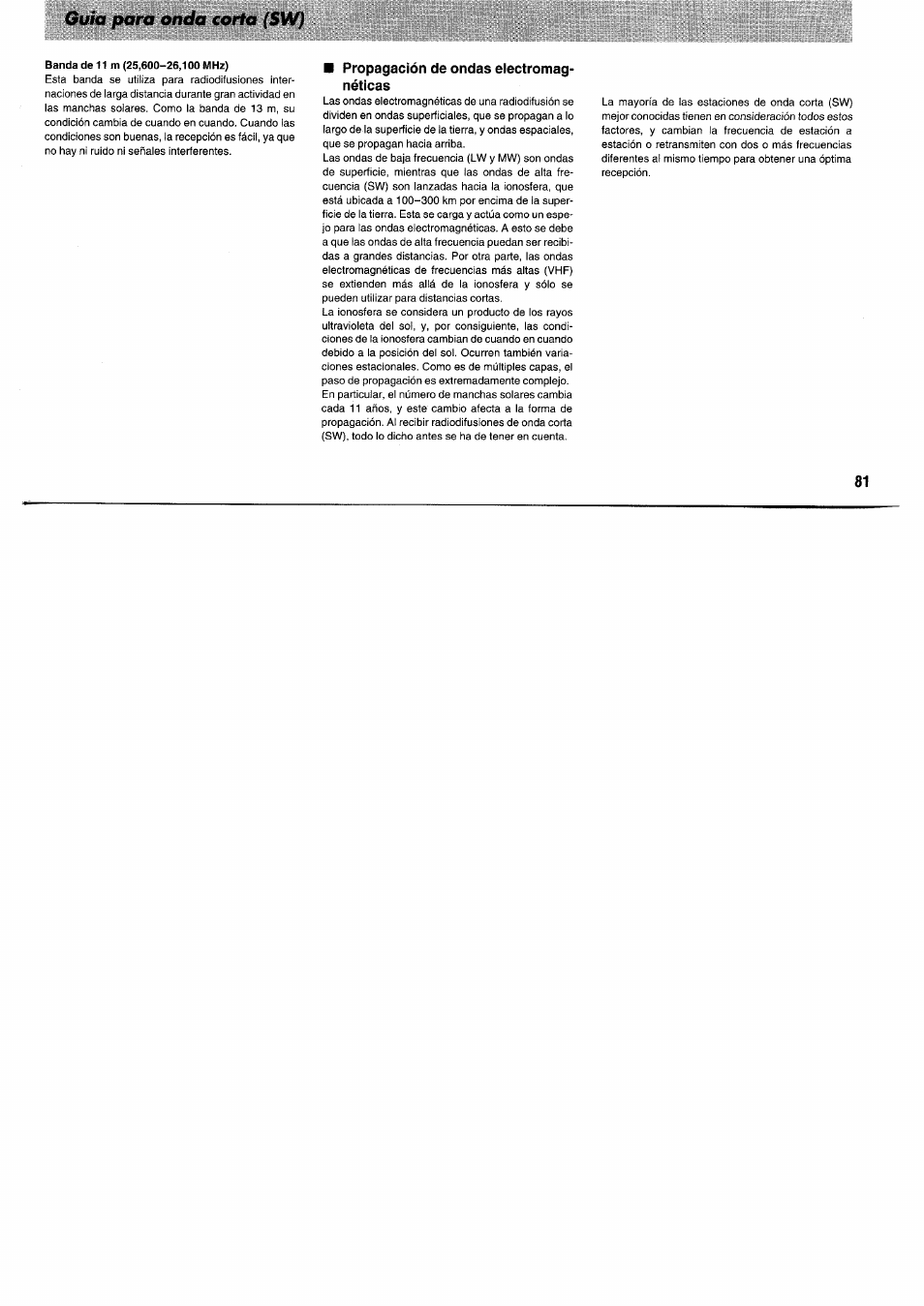 Propagación de ondas electromagnéticas, Guia para onda corta (5w) | Panasonic RFB55 User Manual | Page 81 / 84