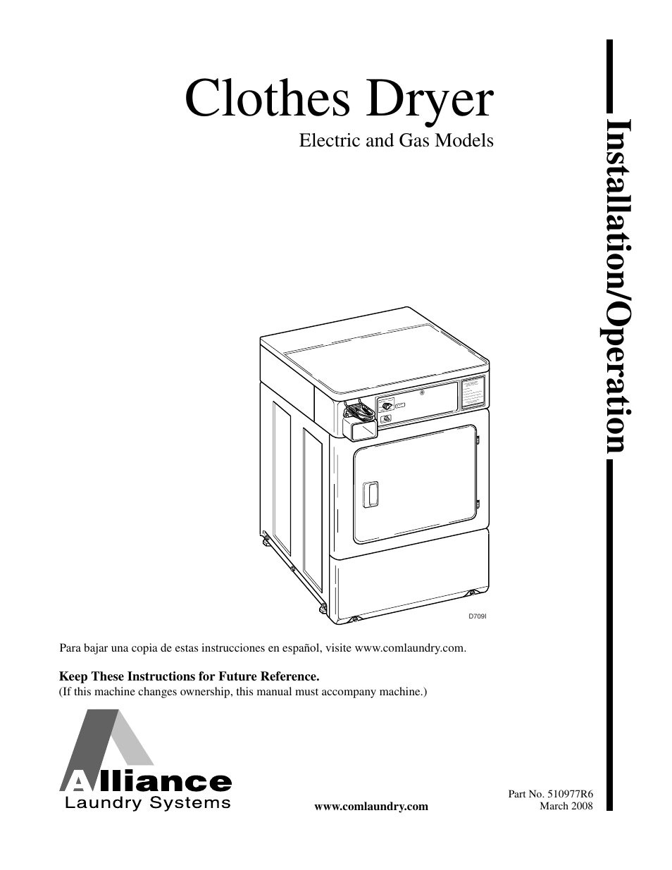 Alliance Laundry Systems SFGX09*F User Manual | 46 pages
