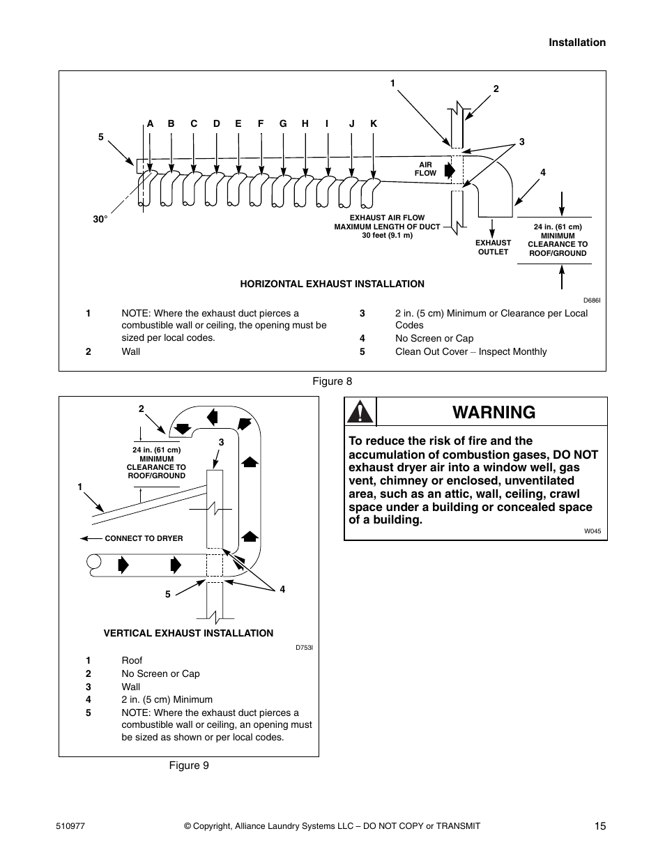 Warning | Alliance Laundry Systems SFGX09*F User Manual | Page 17 / 46