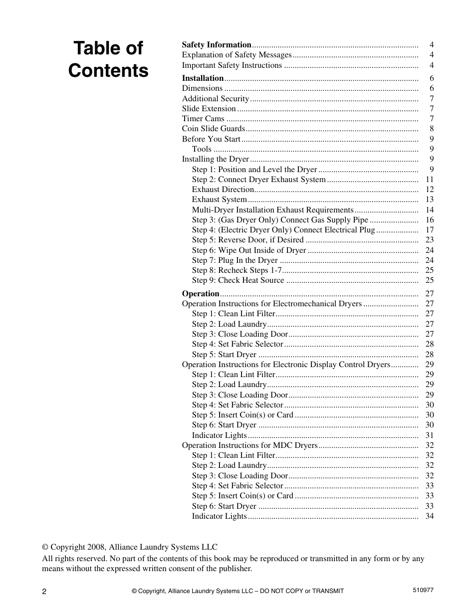 Alliance Laundry Systems SFGX09*F User Manual | Page 4 / 46