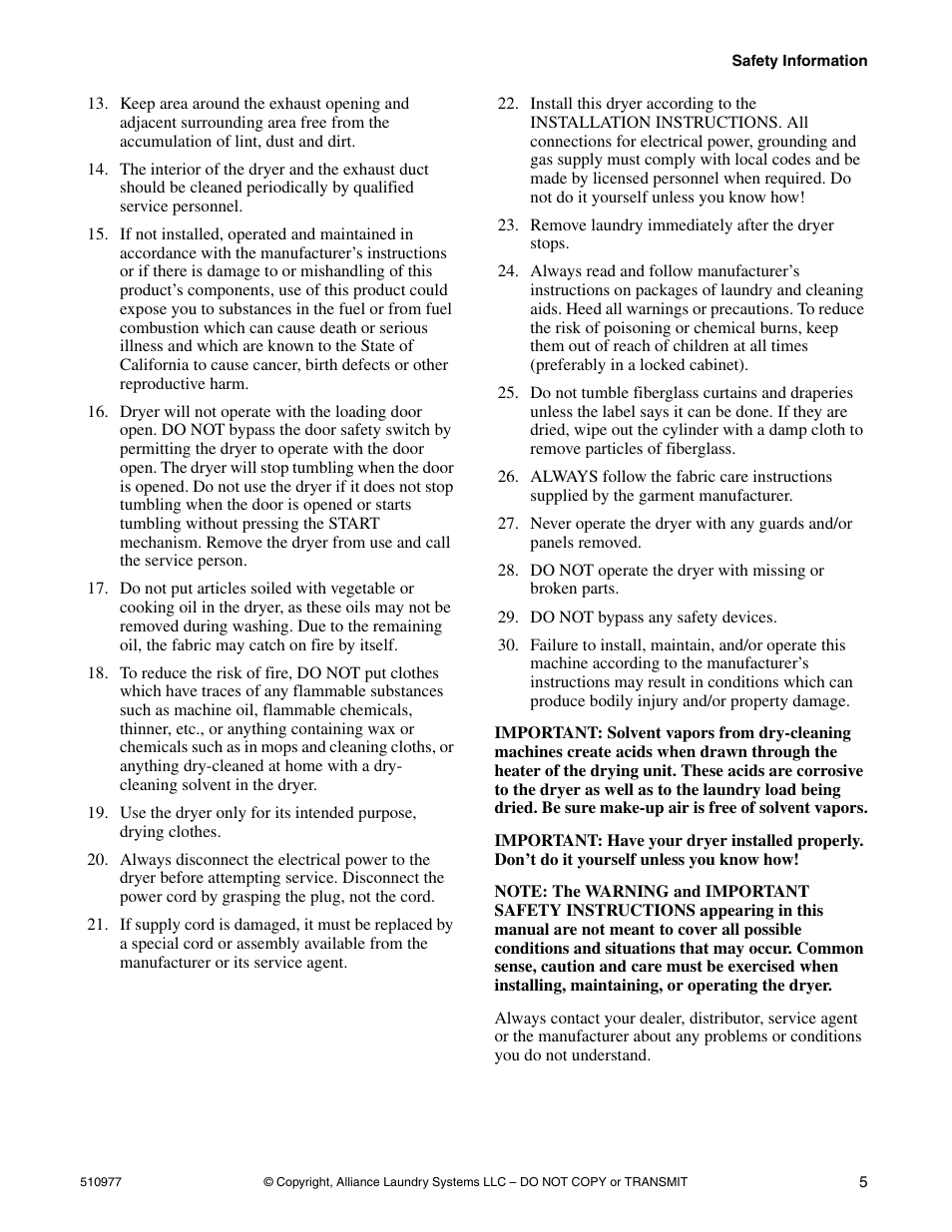 Alliance Laundry Systems SFGX09*F User Manual | Page 7 / 46
