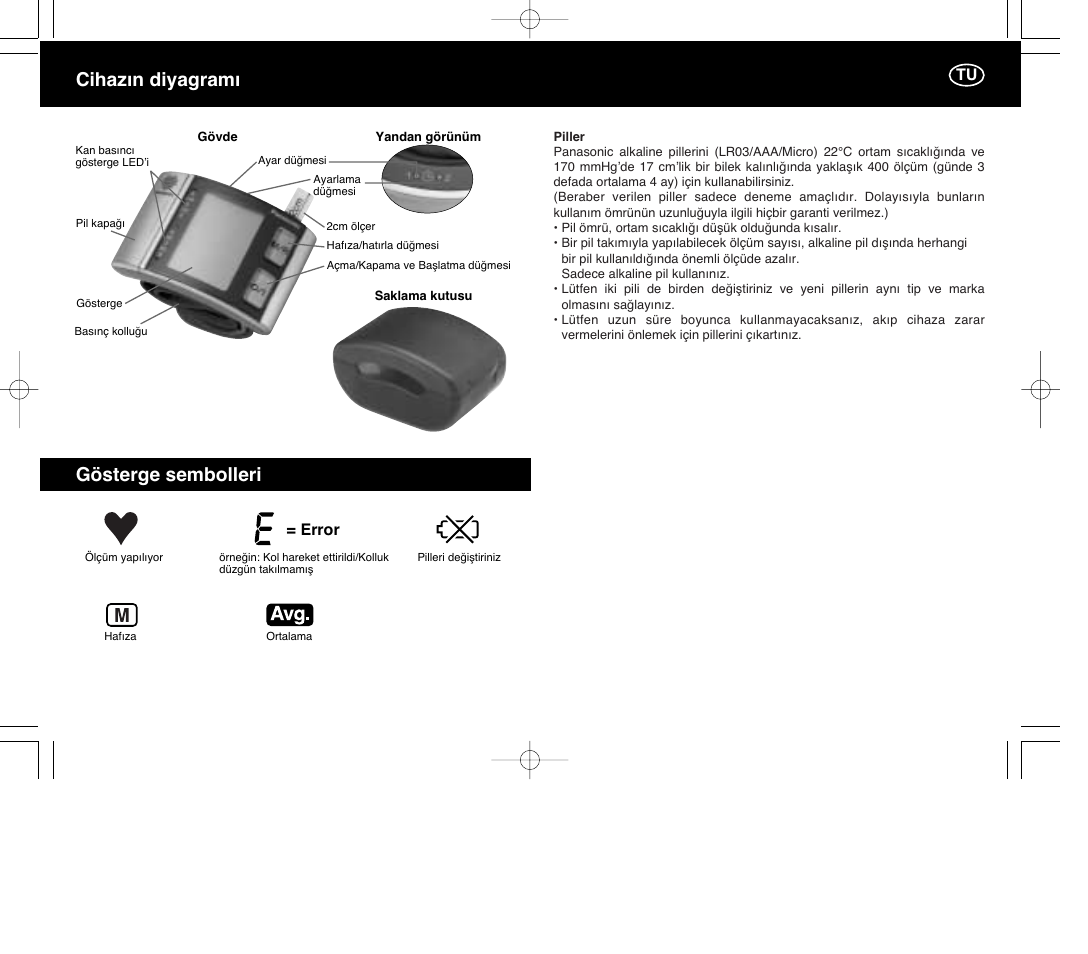 Cihaz›n diyagram› gösterge sembolleri | Panasonic EW3036E2 User Manual | Page 59 / 78