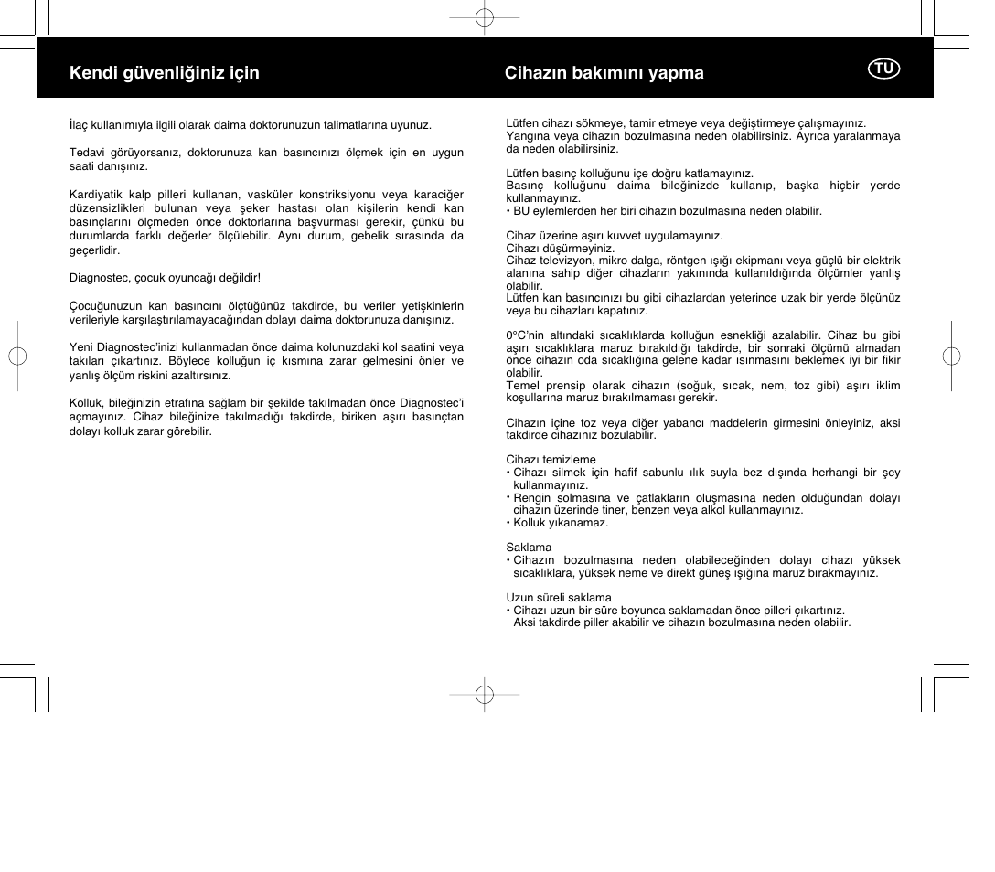 Kendi güvenli¤iniz için, Cihaz›n bak›m›n› yapma | Panasonic EW3036E2 User Manual | Page 65 / 78